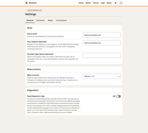 Store settings, Desktop, light