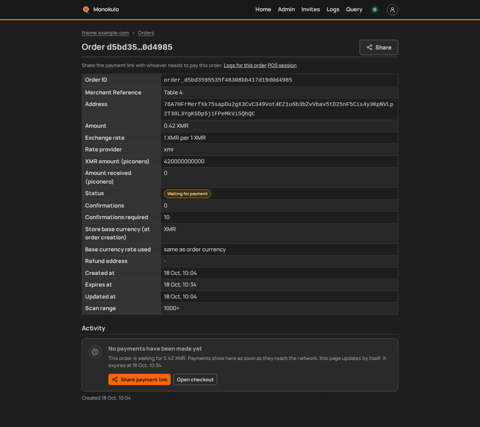 Order detail, Desktop, dark