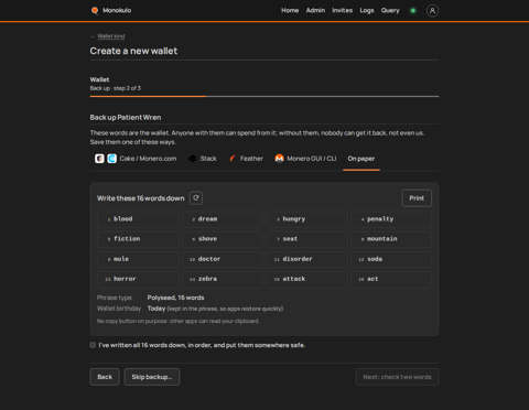 Wallets backup paper, Desktop, dark