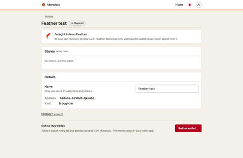 Networks wallet page, Desktop, light