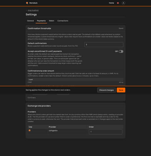 Store settings no js, Desktop, dark