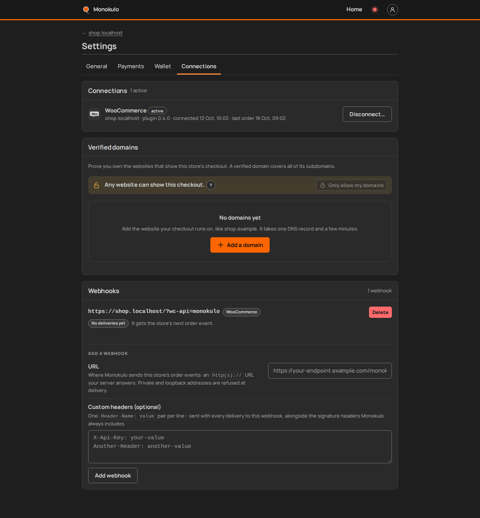 Store site connected, Desktop, dark