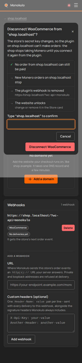 Store site disconnect ready, Phone portrait, dark