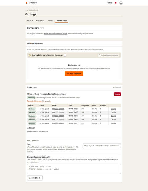 Store webhooks paged, Desktop, light