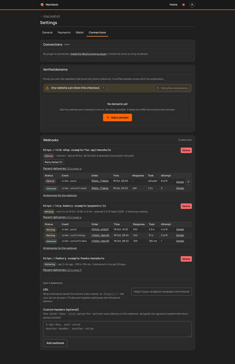 Store webhooks gave up, Desktop, dark