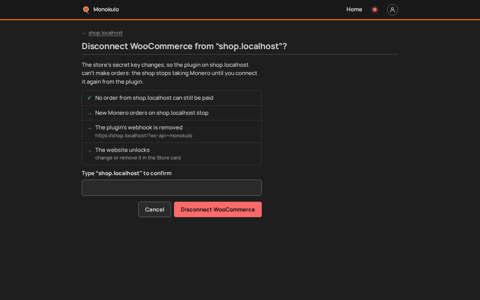 Store site disconnect page, Desktop, dark